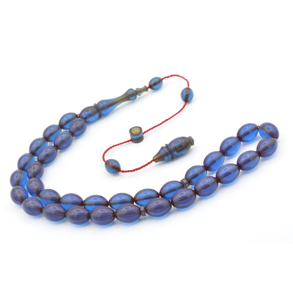 Hikmet Al Said İmzalı Beyzi Kesim Lacivert Ateş Kehribar Tesbih - Resim 2