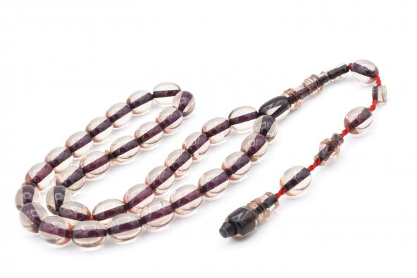 Ebu Sırr İmzalı Tombul Beyzi Kesim İri Boy Şeffaf Katalin Tesbih - Resim 2