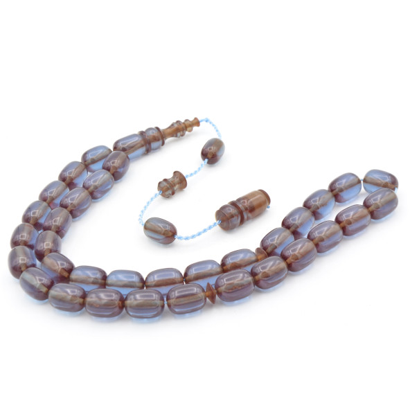 Usta İşi Sistemli Kapsül Kesim Koyu Mavi Katalin Tesbih - Resim 2