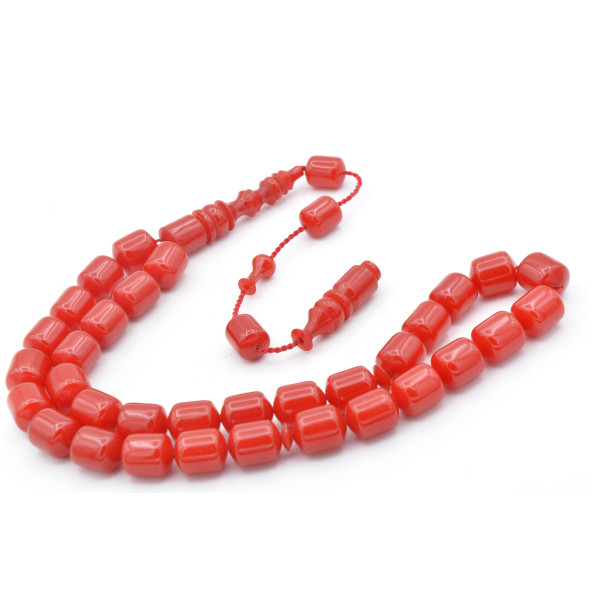 Usta İşi Sistemli Fıçı Kesim Kırmızı Katalin Tesbih - Resim 2