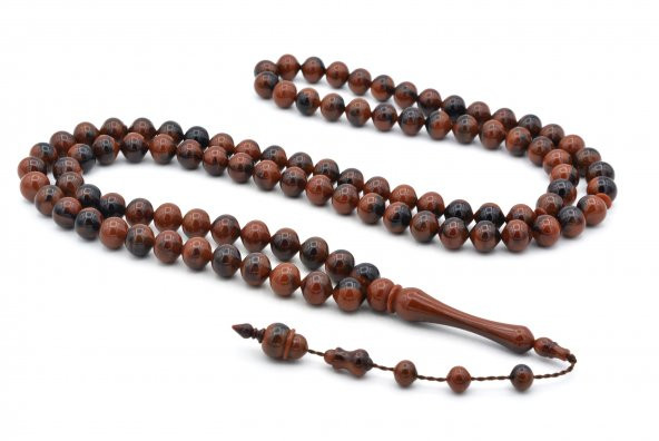 Sistemli Sığırcık Kesim 99 luk Koyu Siyah Kahve Uçak Camı Tesbih