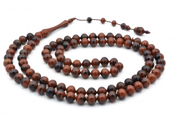 Sistemli Sığırcık Kesim 99 luk Koyu Siyah Kahve Uçak Camı Tesbih - 2