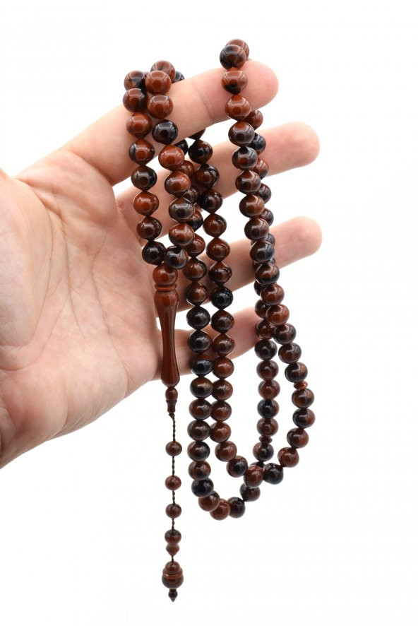 Sistemli Sığırcık Kesim 99 luk Koyu Siyah Kahve Uçak Camı Tesbih - 3