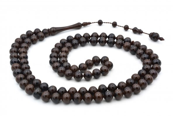 Sistemli Sığırcık Kesim 99 luk Koyu Kahve Uçak Camı Tesbih - 2