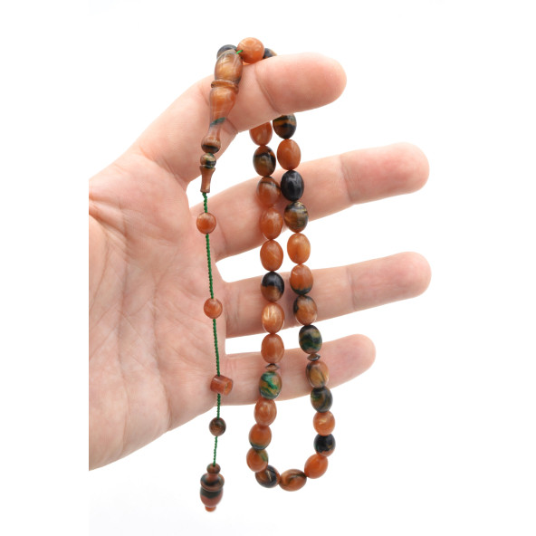 Ahmet Dağ İmzalı Colorist Sedefli Sıkma Kehribar Tesbih 007 - Resim 3