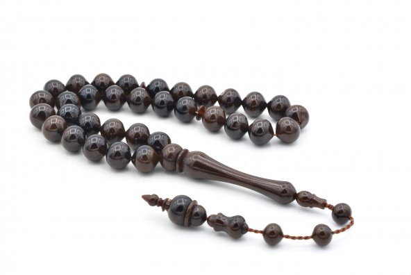 Usta İşi Sistemli Sığırcık Kesim Koyu Kahve Uçak Camı Tesbih