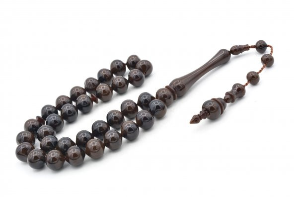 Usta İşi Sistemli Sığırcık Kesim Koyu Kahve Uçak Camı Tesbih - 2