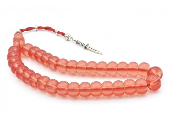 Usta İşi Basık Model Açık Kırmızı İran Necef Bağa Tesbih İri Boy 002 - Resim 3