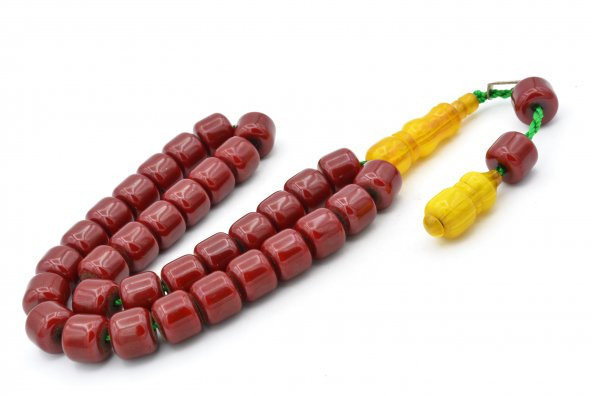Dabbas Usta İmzalı Tekerlek Kesim Bordo Sıkma Kehribar Tesbih - 2