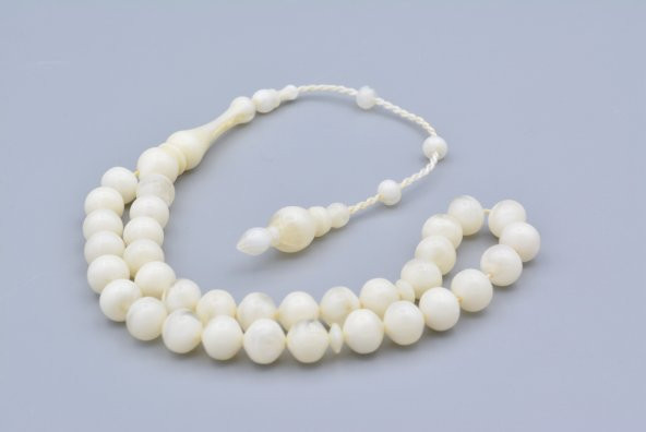 Usta İşi Sığırcık Kesim Beyaz Uçak Camı Tesbih Bilek Boy - Resim 3