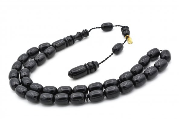 Hakkı Usta İmzalı Kapsül Kesim Siyah Katalin Tesbih - Resim 3