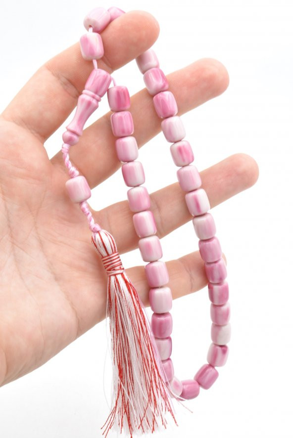 Zeyn Usta İşi Kapsül Model Beyaz Pembe Katalin Tesbih 019 - Resim 4