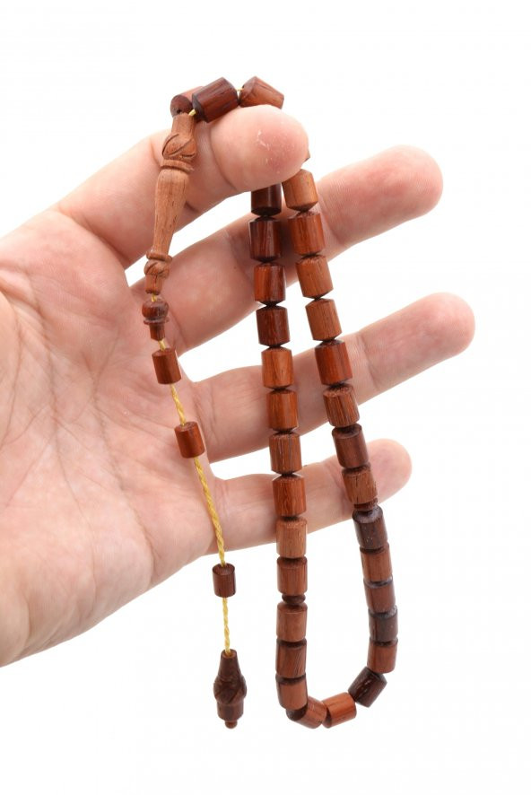 Usta İşi Sistemli Mevlevi İmameli Kapsül Kesim Kan Ağacı Tesbih - Resim 3