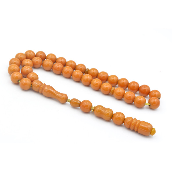 Hakkı Usta İmzalı Şenalp Model Küre Kesim Çubuk Sıkma Kehribar Tesbih 005 ürün görseli 1