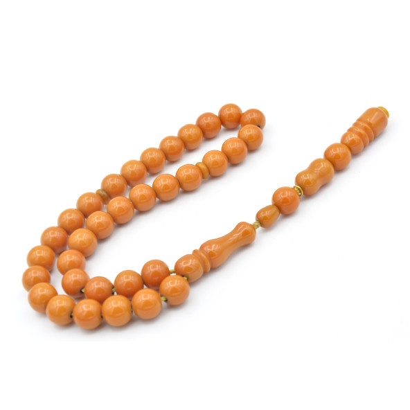 Hakkı Usta İmzalı Şenalp Model Küre Kesim Çubuk Sıkma Kehribar Tesbih 005 - Resim 2