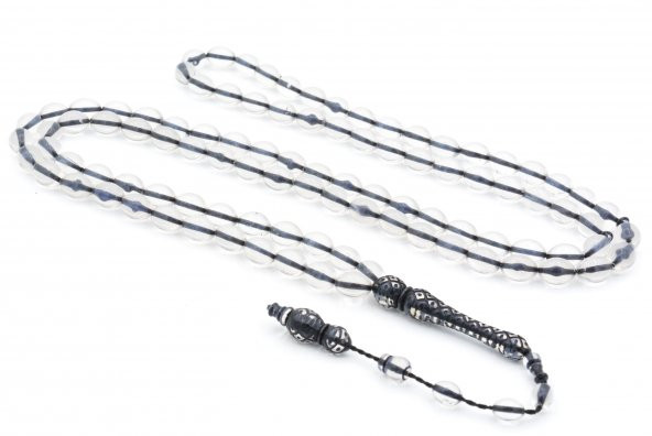 Usta İşi Beyzi Kesim 99 Luk Şeffaf Toz Pres Kehribar Tesbih İri Boy ürün görseli 1