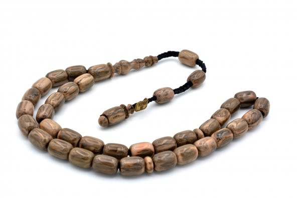 Isa Usta Imzali Çubuk Malzeme Kahverengi Sikma Kehribar Tesbih - Resim 3