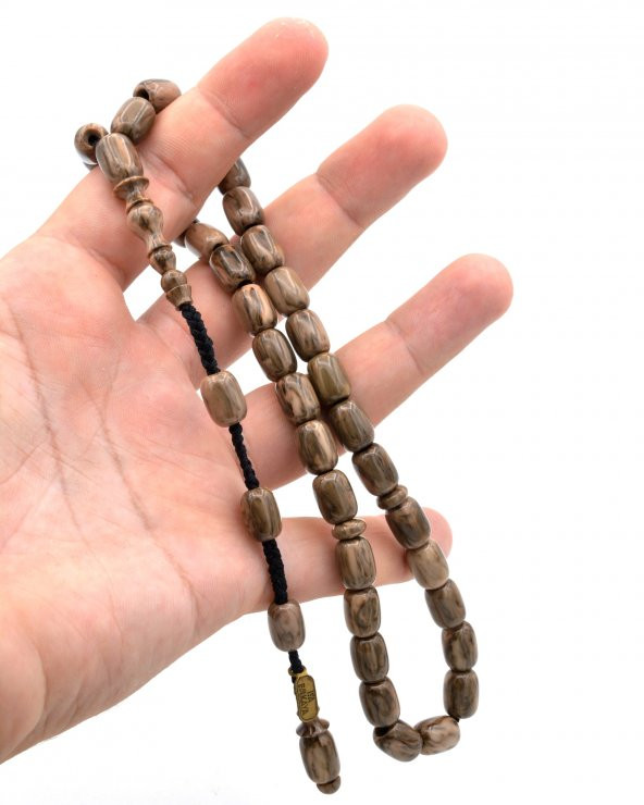 Isa Usta Imzali Çubuk Malzeme Kahverengi Sikma Kehribar Tesbih - Resim 4