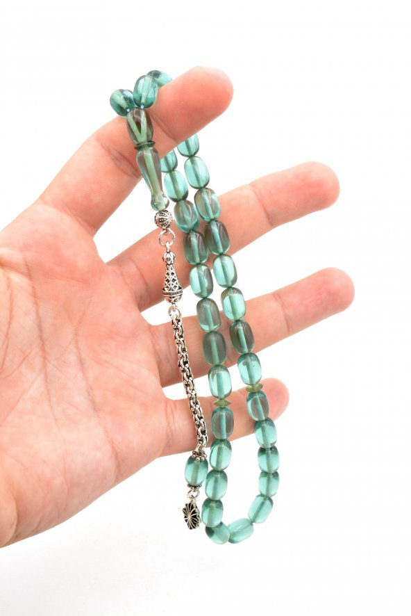 ARNAVUT KAMÇILI KAPSÜL KESİM MAVİ SIKMA KEHRİBAR TESBİH 041 - Resim 4