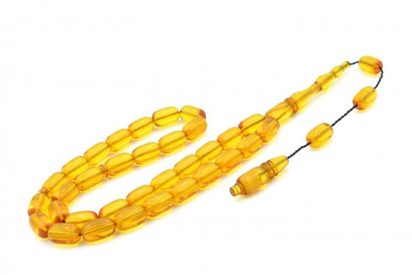 USTA İŞİ SİSTEMLİ KAPSÜL KESİM SARI SIKMA KEHRİBAR TESBİH 154 - Resim 2