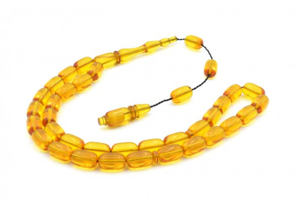 USTA İŞİ SİSTEMLİ KAPSÜL KESİM SARI SIKMA KEHRİBAR TESBİH 154 - Resim 3