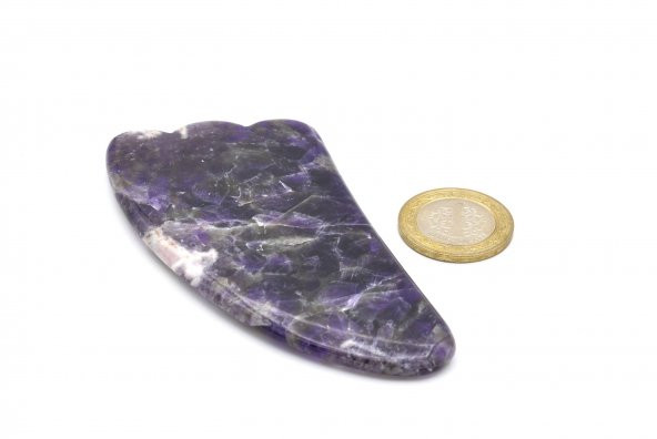 Hakiki Doğal Ametist Taşı Gua Sha Masaj Aleti - 4