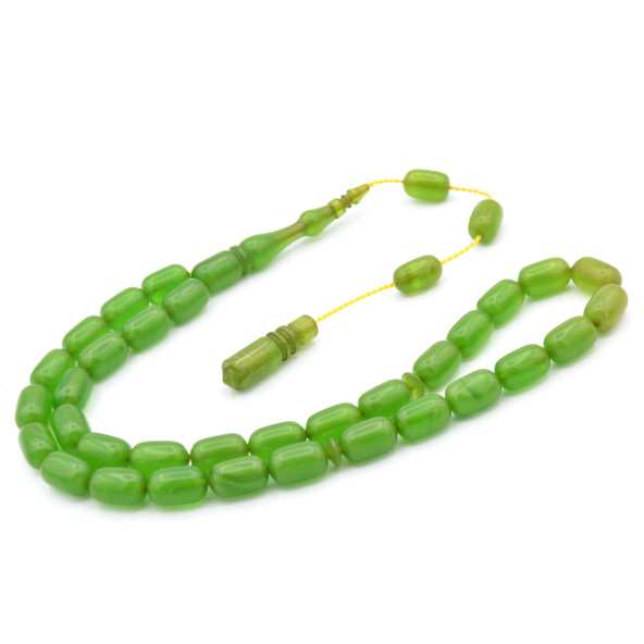 USTA İŞİ SİSTEMLİ KAPSÜL KESİM YEŞİL SIKMA KEHRİBAR TESBİH 152 - Resim 2