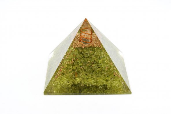 Hakiki Doğal Olivin Taşı Orgonit Piramit 200 Gram - 3