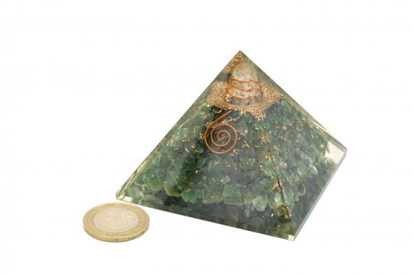 Hakiki Doğal Aventurin Taşı Orgonit Piramit 213 Gram - 4