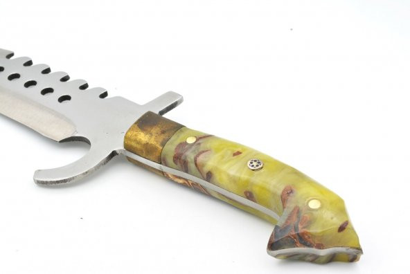 31 Cm El Yapımı Çelik Deri Kılıflı Antika Görünümlü Bıçak Çakı - 4