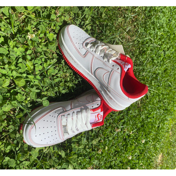 Nike Air Force 1 '07 Contrast Stitch - White University Red Unisex Sneakers - 5