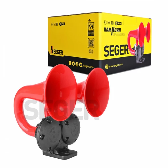 SEGER Seger 81jh çiftboynuz havalı korna 12volt ramhorn kırmızı - 3