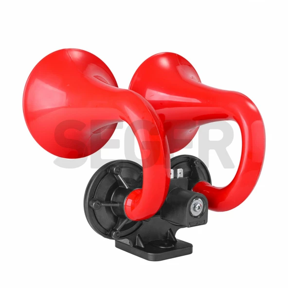 SEGER Seger 81jh çiftboynuz havalı korna 12volt ramhorn kırmızı - 2