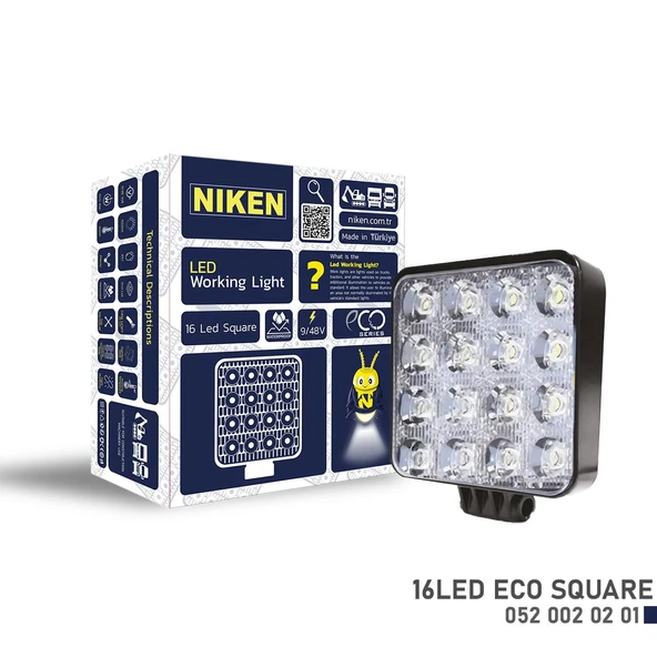 NİKEN Çalışma lambası ledli kare 22-27w 16 ledli niken eco