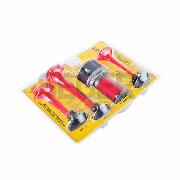 SEGER Seger 80kh kompresörlü korna 12volt kırmızı plastik borulu - 3