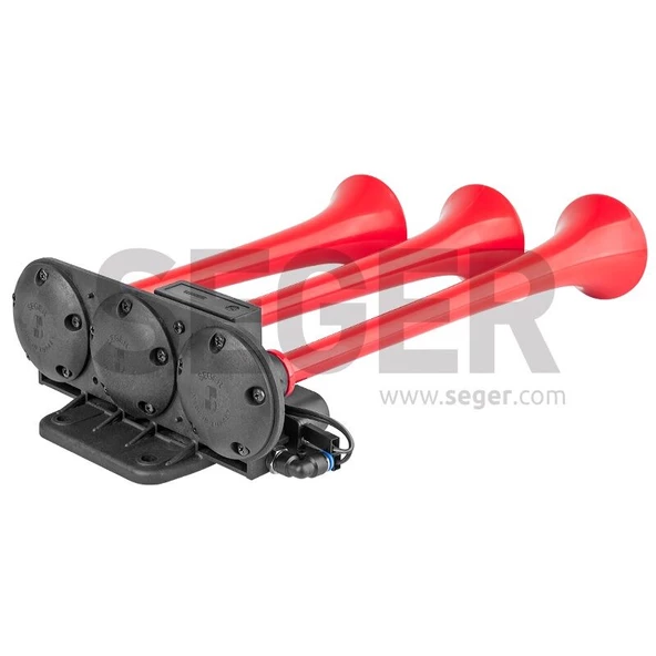 SEGER Seger 86em mehter korna 12volt kırmızı plastik borulu 8 farklı melodili - 3