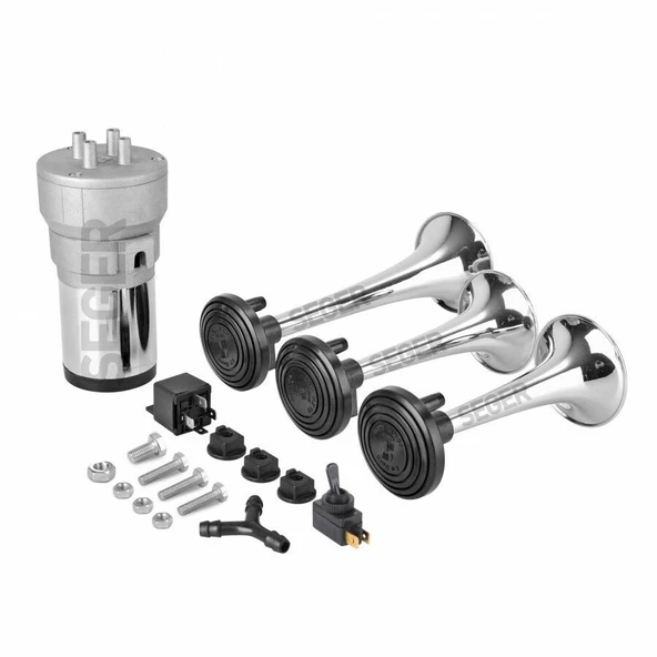 SEGER Seger 82kh kompresörlü korna 12volt krom plastik borulu melodili - 2