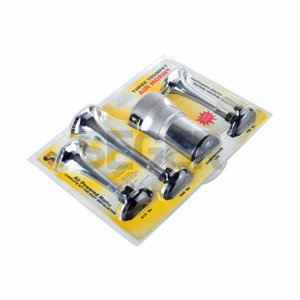 SEGER Seger 82kh kompresörlü korna 12volt krom plastik borulu melodili - 3