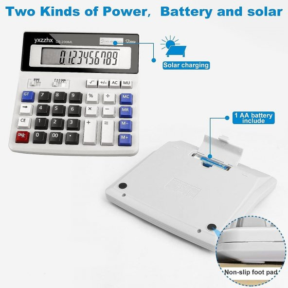 Valkyrie Dexin DS-200ML Büyük Boy Klavye Tuşlu Hesap Makinesi 16cm Çift Enerjili - 4