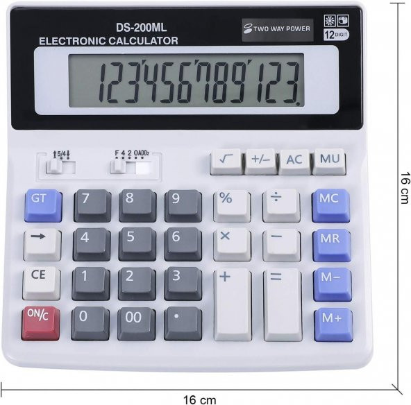 Valkyrie Dexin DS-200ML Büyük Boy Klavye Tuşlu Hesap Makinesi 16cm Çift Enerjili - 7