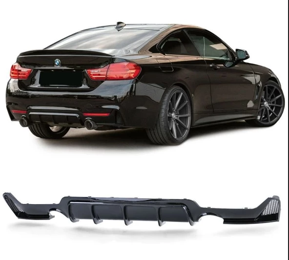 AUTOGP Bmw f32 f33 f36 arka tampon difüzörü 2 çıkış pianoblack 4 serisi
