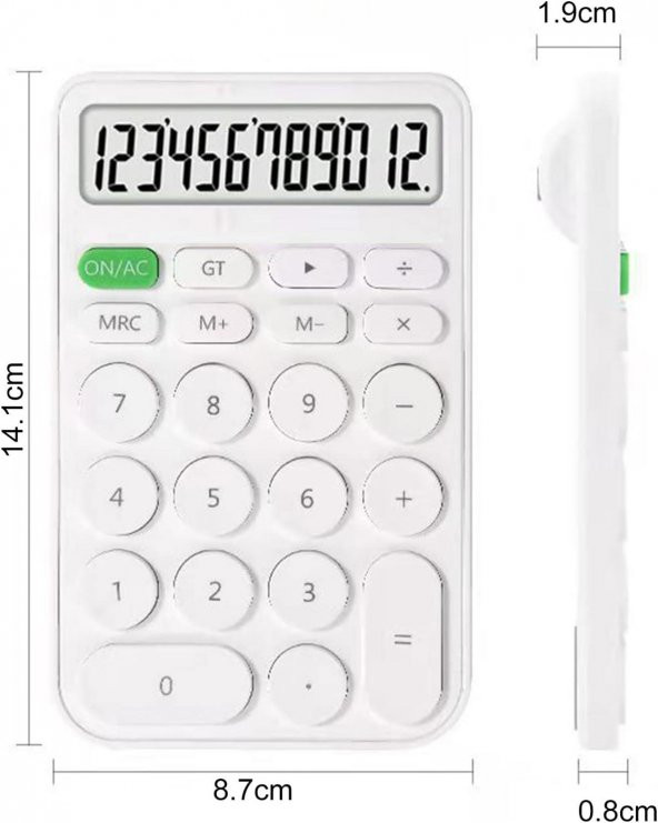 Valkyrie Junno Sevimli Yuvarlak Tuşlu 12 Basamaklı Masaüstü Hesap Makinesi Beyaz - 4