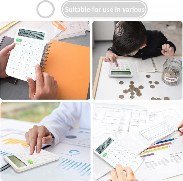 Valkyrie Junno Sevimli Yuvarlak Tuşlu 12 Basamaklı Masaüstü Hesap Makinesi Beyaz - 5