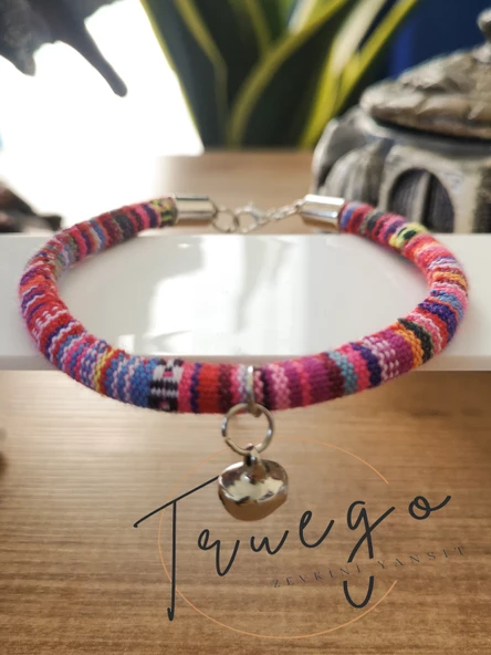 Zilli Kedi Köpek Boyun Tasması Bohem Kedi Kolyesi - Pembe - 4