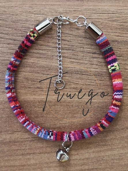 Zilli Kedi Köpek Boyun Tasması Bohem Kedi Kolyesi - Pembe - 3