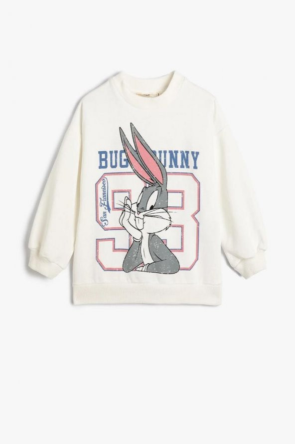 Koton Kız Çocuk Bugs Bunny Sweatshirt Lisanslı Uzun Kollu Bisiklet Yaka Şardonlu