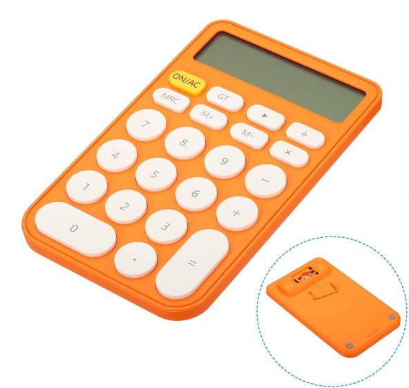 Valkyrie Junno Sevimli Yuvarlak Tuşlu 12 Basamaklı Masaüstü Hesap Makinesi Turuncu - 8