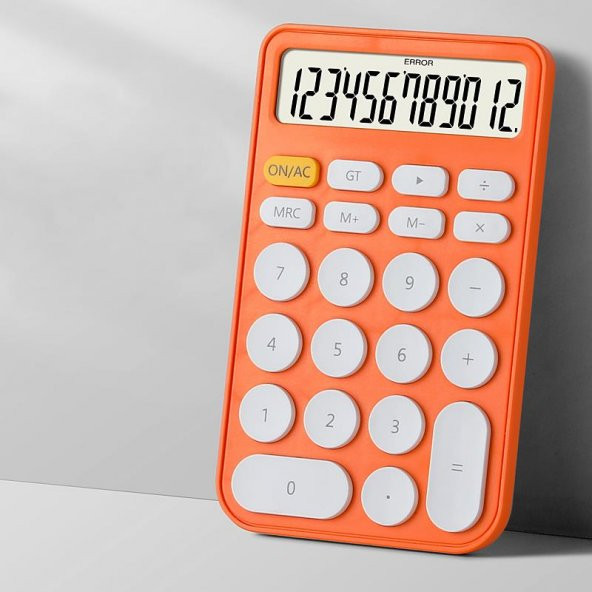Valkyrie Junno Sevimli Yuvarlak Tuşlu 12 Basamaklı Masaüstü Hesap Makinesi Turuncu - 10