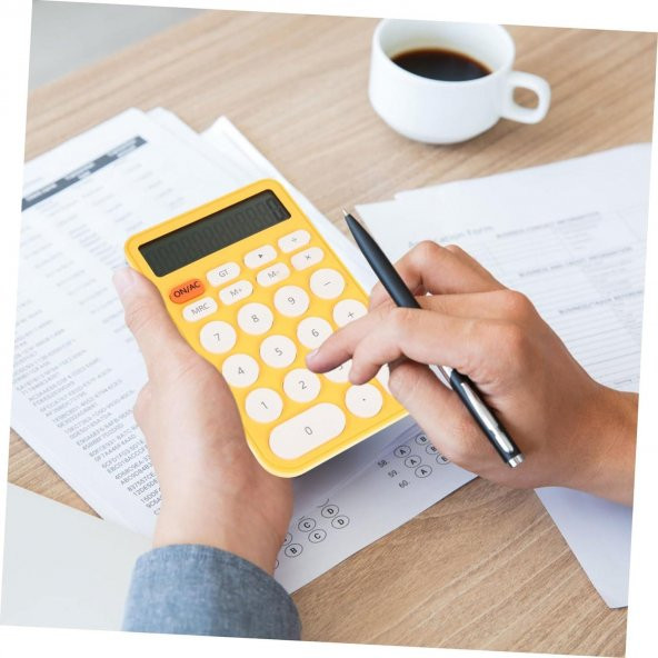 Valkyrie Junno Sevimli Yuvarlak Tuşlu 12 Basamaklı Masaüstü Hesap Makinesi Sarı - 6