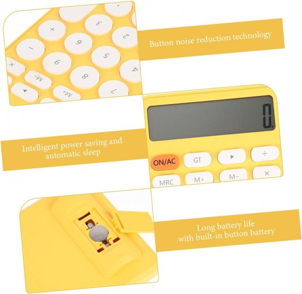 Valkyrie Junno Sevimli Yuvarlak Tuşlu 12 Basamaklı Masaüstü Hesap Makinesi Sarı - 8